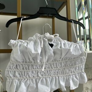 Vigoss White Ruffled Strapless Top